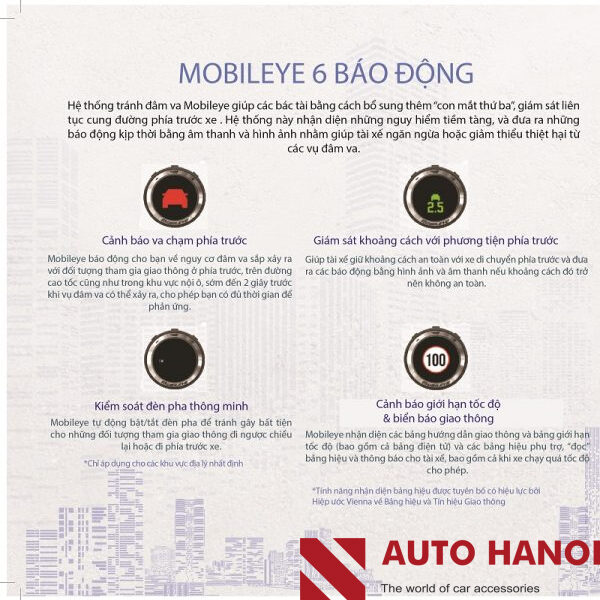 Alternative view of Cảnh báo va chạm , lệch làn cao cấp Mobileye
